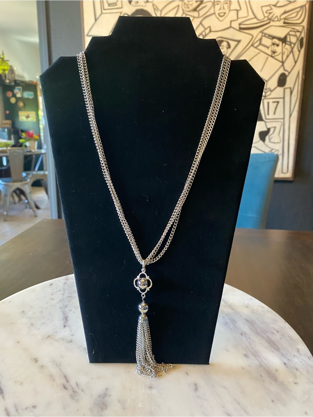 Vintage Silver Tassel Pendant Necklace - Women's Jewelry